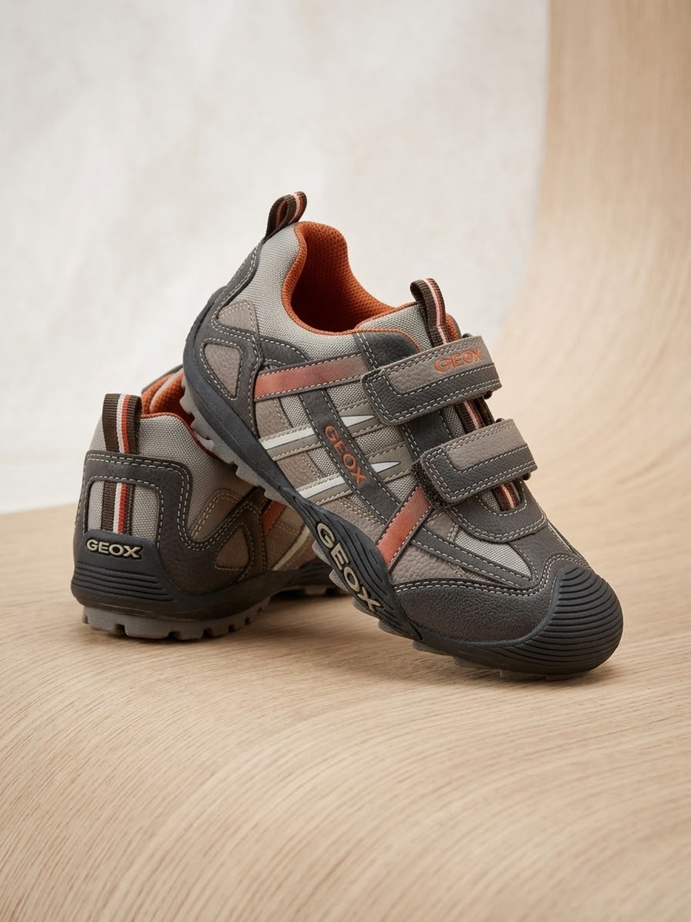 Geox Big Boy  Gray and Orange Sneakers